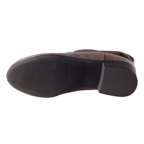 Slouchy Sueded Low Heel Almond Toe Booties Taupe - Picture 3 of 3